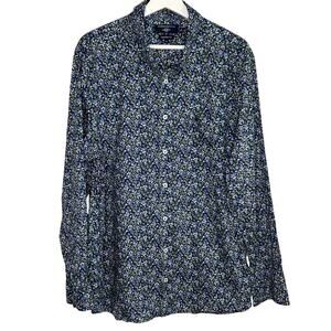 Sportscraft Liberty Tapered Fit Floral Print Long Sleeve Button-Up Shirt Blue XL